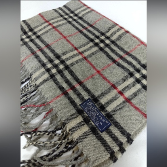 Authentic BURBERRYS Of London Unisex Vintage 100% Wool Gray Scarf - Picture 6 of 6